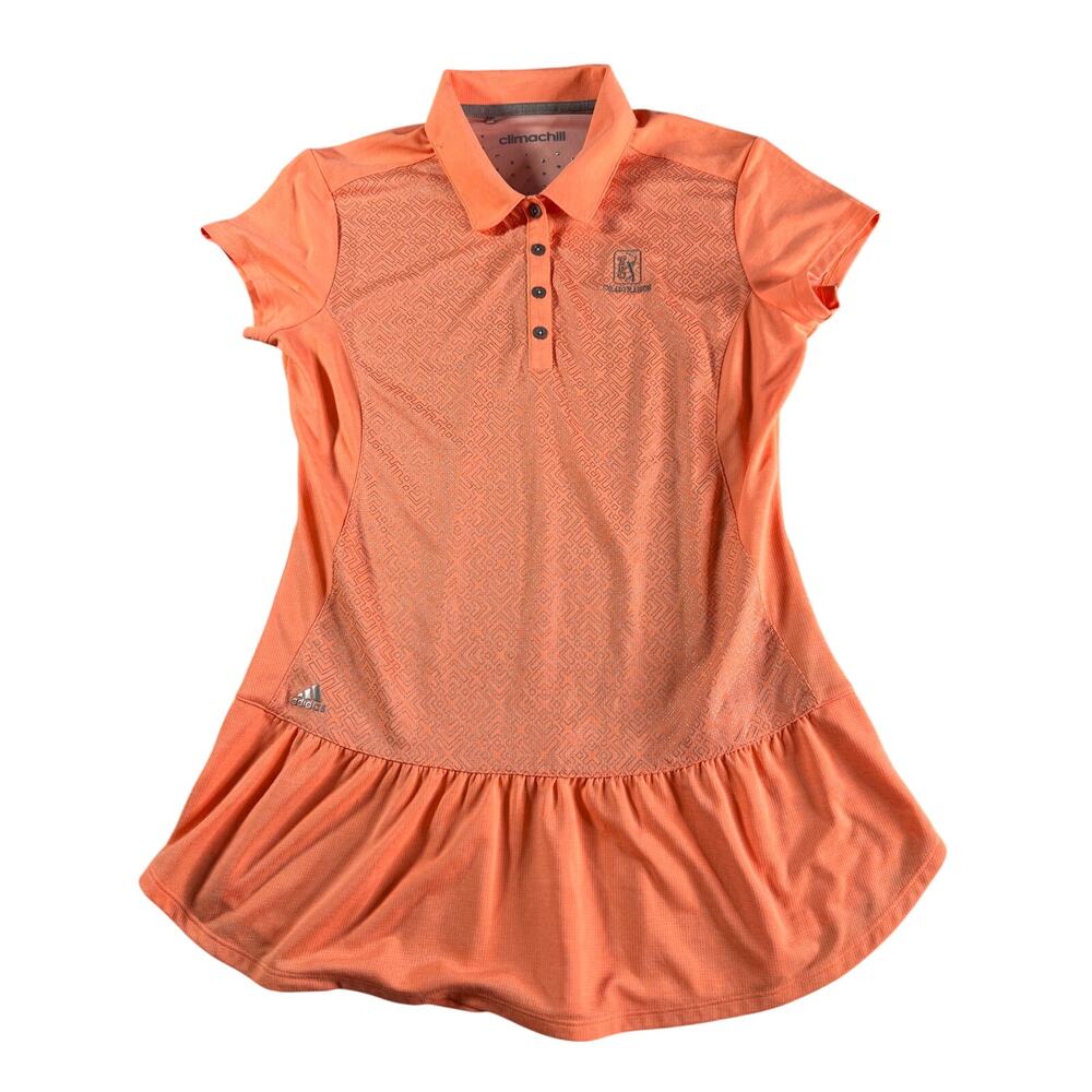 Climachill TPC Craig Ranch Golf Polo Women Peach Ruffle Hem Performance Shirt